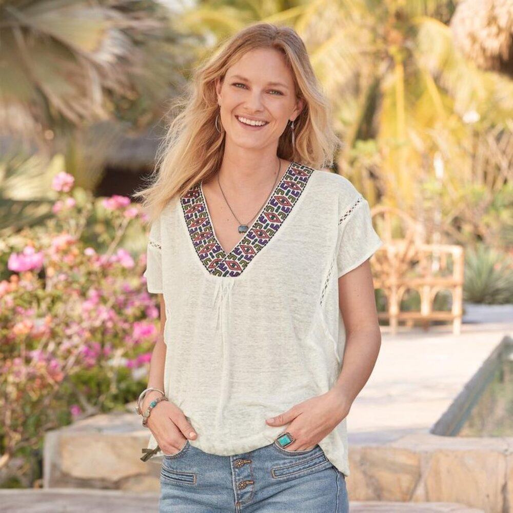 Sundance Grenada 100% Linen Top Sz M